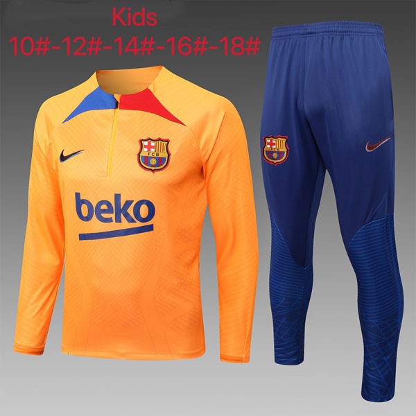 Kinder Trainings-Sweatshirt Barcelona 2023 Orange Blau 2